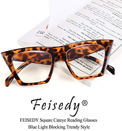 Feesey Square CAT očiju naočale za čitanje očiju Plavo blokiranje žena Modni čitač kateye-a Digitalni Eyestrain B2604