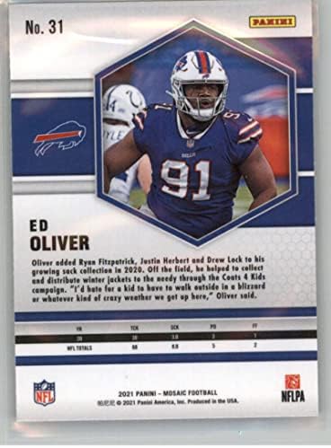 2021 Panini Mosaic 31 ED Oliver Buffello Bills NFL fudbalska trgovačka kartica