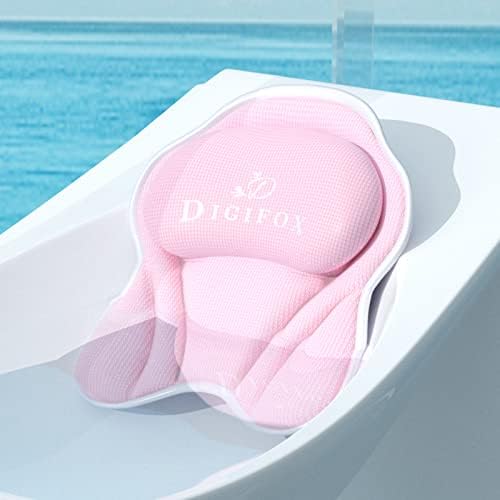 DIGIFOX ružičasti jastuk za kupanje ergonomski jastuk za kupanje Tencel za kadu opuštajuća glava, vrat/leđa,
