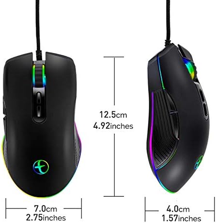 Iulonee Tip C miš, žični USB C miš Gaming miš ergonomski 4 RGB pozadinsko osvetljenje 3200 DPI kompatibilan
