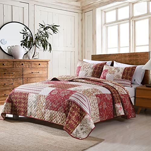 Yvooxny Quilt Set Peardpread Country Searhouse Vikendica Vintage Ditsy Floral Paisley Style Reverzibilni