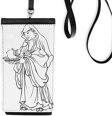 Kina Kineska kultura karakter figura Telefon novčanik torbica Viseće mobilne torbice Crni džep