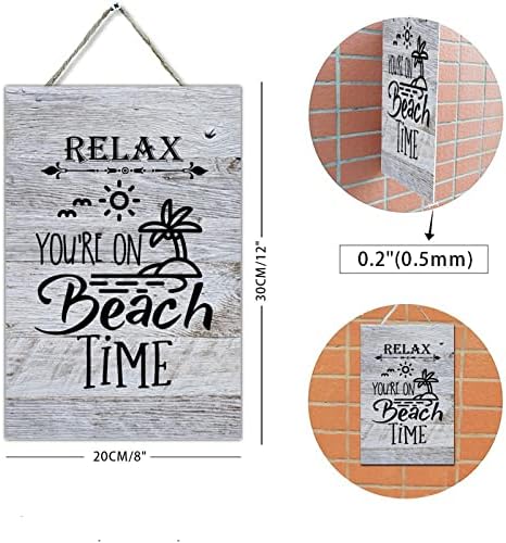 Drveni znak Citat Relax Vi ste na plaži Visina Visina Viseća znakovna ploča za kućnu vešu Kupatilo 6 x 10
