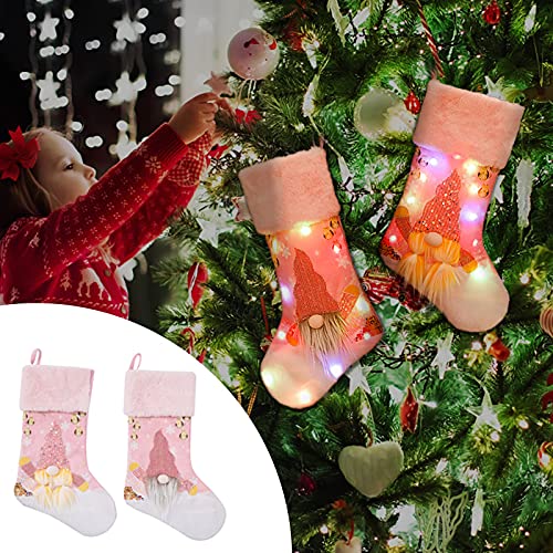 Božićnu divnu ružičastu čarape X-mas Tree Ornames LED svjetla užare užarene rudolpske čarape za kućnu zabavu