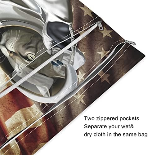 ZZXXB Cat Američka zastava Vodootporna mokra torba za višekratnu platnu pelenu mokra suha torba sa džepom