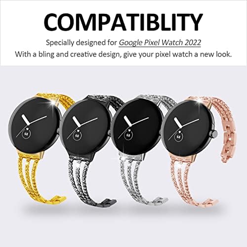 INGIDO kompatibilan za google pixel band Bling, pikselni sat od nehrđajućeg čelika metalni remen sa blikovima