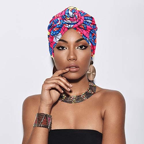 MUDNER 3 komada Žene Afrički turban Prethodno vezan čvor za glavu CANIE BONNET kapa za gubitak kose