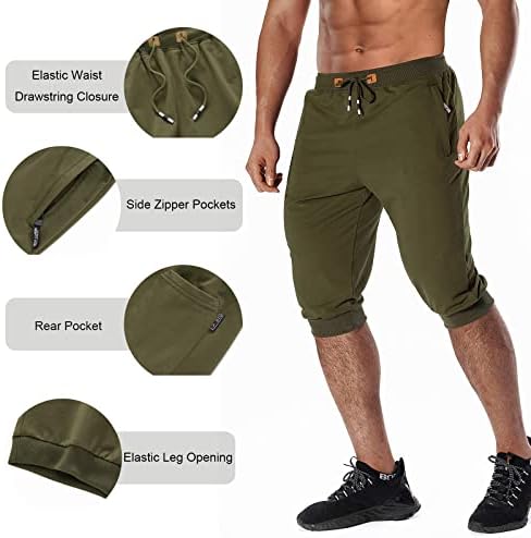 Chexpel muške 3/4 -jogger kratke hlače Capri hlače ispod pamučne koljene duge vježbe trčanja s džepovima
