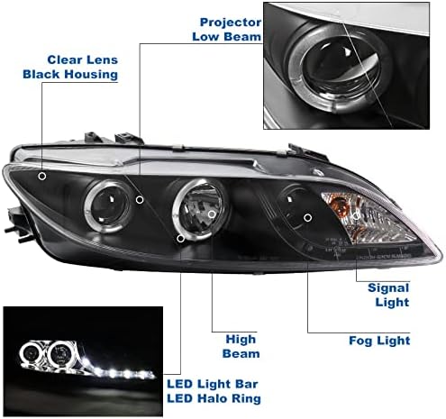 ZMAUTOPARTS LED Halo projektor farovi prednja svjetla Crna w / 6 plava DRL svjetla kompatibilna sa 2003-2006