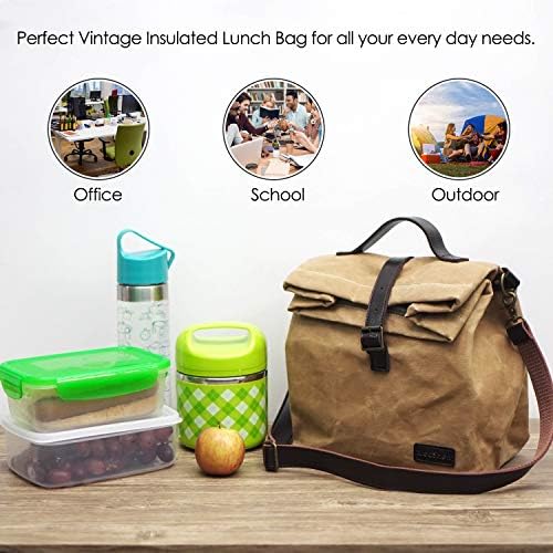 Izolovana Voštana Platnena torba za ručak, Podesiva naramenica i ručka, vodootporna