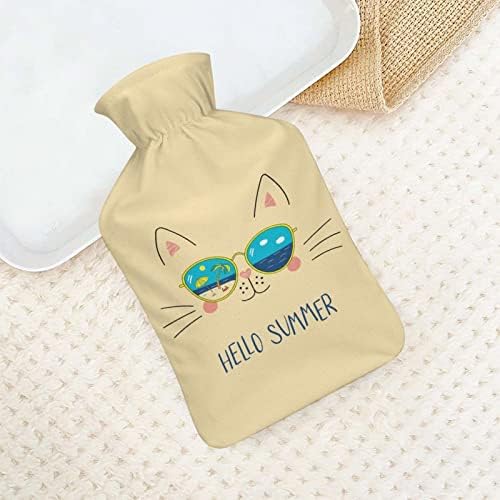 Ljetna mačka vruće boce za boce za vodu gumenim ubrizgavanjem s toplim plišnim poklopcem za bolove u krevetu