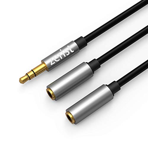 Zerist 2pack 3.5 mm Stereo audio produžetak kabla muški na 2 ženski PVC AUX kabl bez zapetljavanja za slušalice,