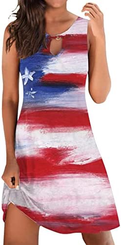 Haljina za žene dugmad Dan nezavisnosti za žene Američki 4 jula štampani Boho sarafan za žene Maxi
