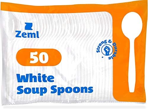 ZEML 50 jednokratne plastične kašike za supu srednje težine-bijele
