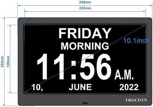 TROCOTN 10 inča Digitalni sat kalendarski sat Veliki prikaz budilica Sat Zidni sat
